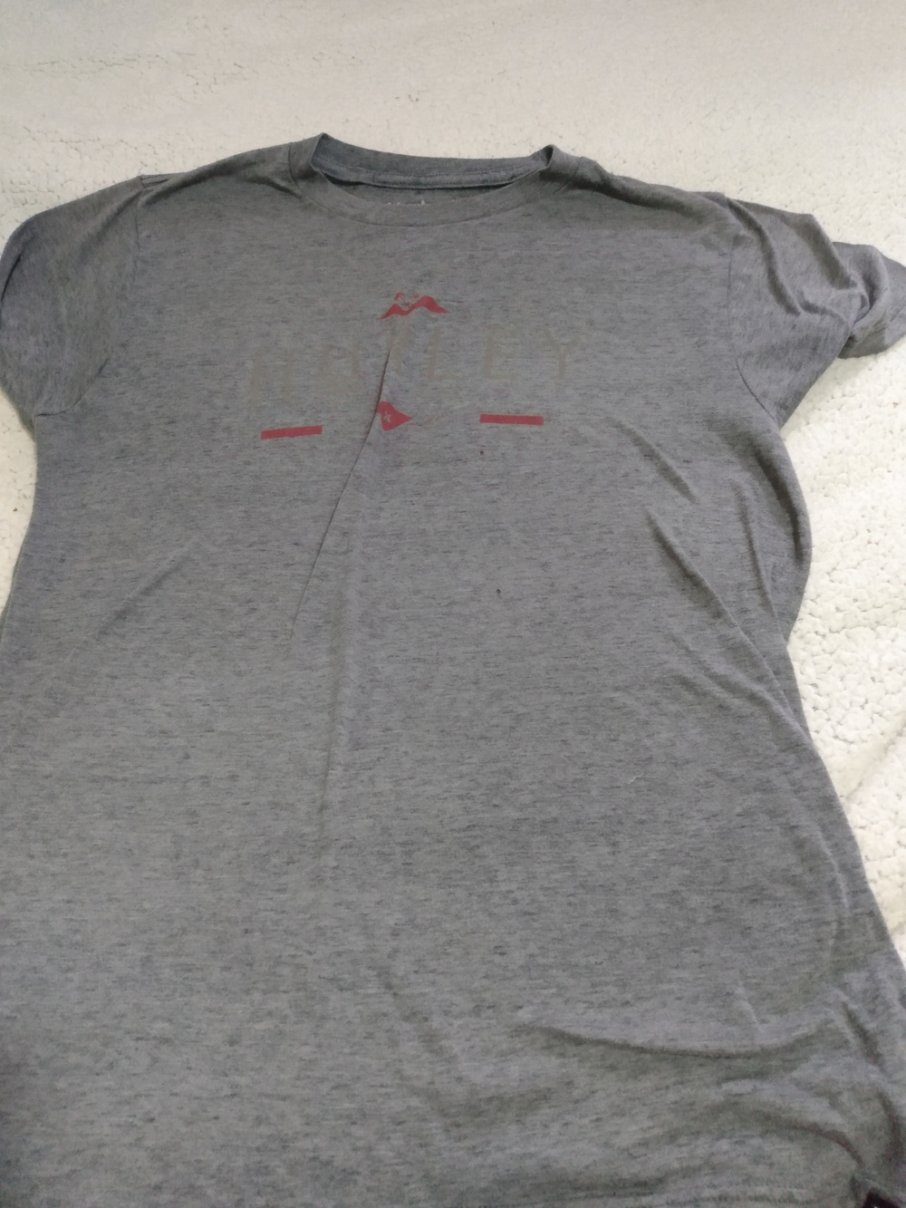 Hurley Gray Tee with Red Graphic Palm Print